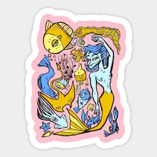 Underwater collage fantasy Sticker
